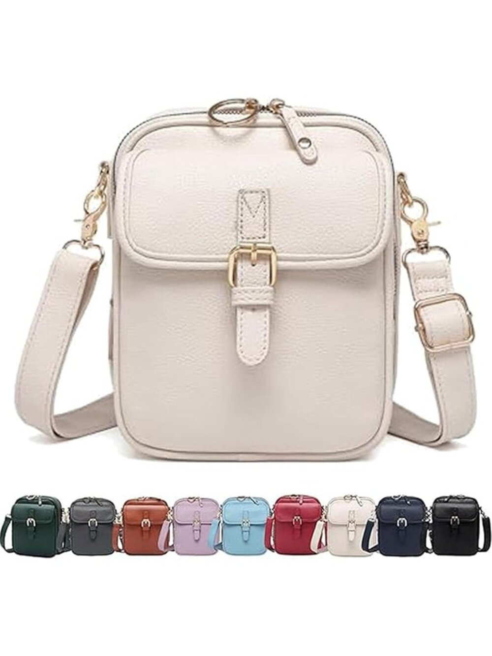 Women's White Capacity Sling Purse Card Slots Shoulder Leather Crossbody Bags
